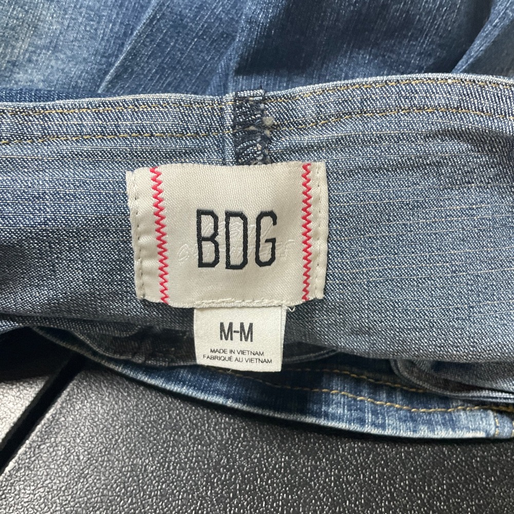 BDG Denim Micro Mini Skirt Women M Blue Cotton Y2K Style Pleated Side Buckle - Picture 3 of 9